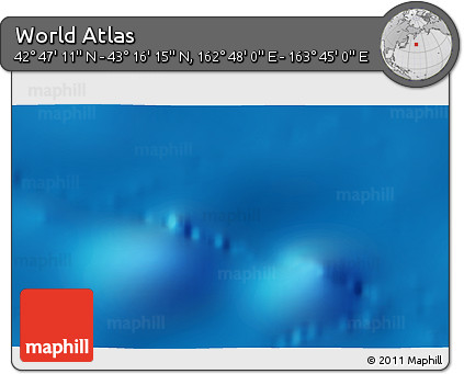 Physical 3D Map of the Area around 43° 1' 43" N, 163° 16' 30" E