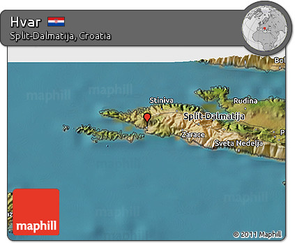 Satellite 3D Map of Hvar