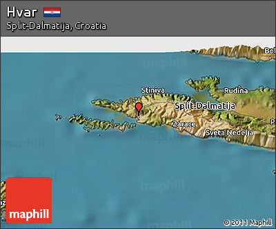 Satellite 3D Map of Hvar