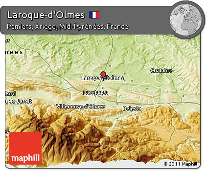 Physical 3D Map of Laroque-d'Olmes