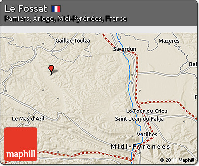 Shaded Relief 3D Map of Le Fossat