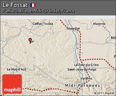 Shaded Relief 3D Map of Le Fossat