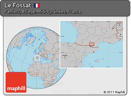 Gray Location Map of Le Fossat