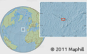 Savanna Style Location Map of the area around 43° 1' 43" N, 21° 10' 29" W, hill shading