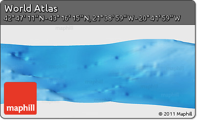 Physical Panoramic Map of the Area around 43° 1' 43" N, 21° 10' 29" W