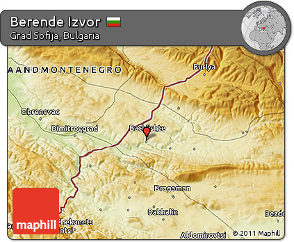 Physical 3D Map of Berende Izvor