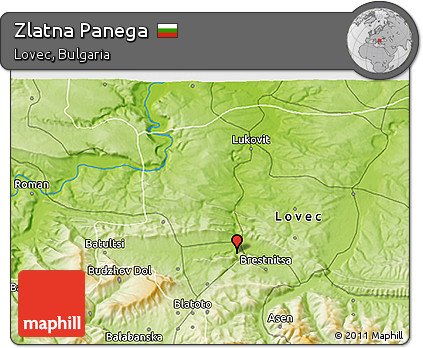 Physical 3D Map of Zlatna Panega