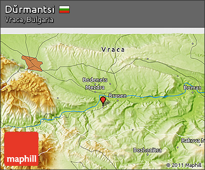 Physical 3D Map of Dŭrmantsi