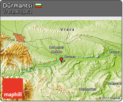 Physical 3D Map of Dŭrmantsi