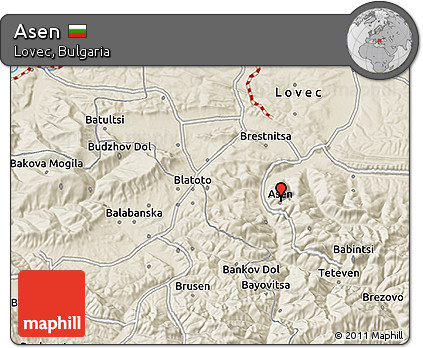 Shaded Relief 3D Map of Asen