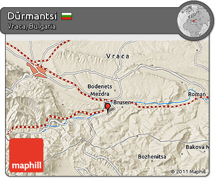 Shaded Relief 3D Map of Dŭrmantsi