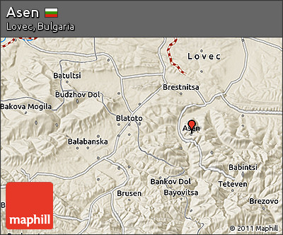 Shaded Relief 3D Map of Asen
