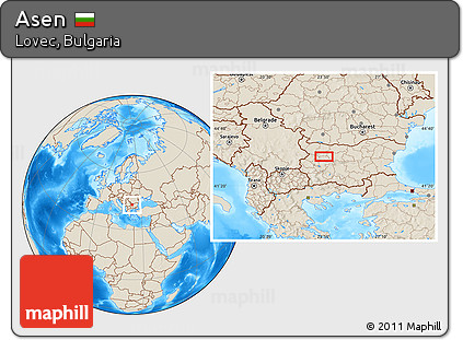 Shaded Relief Location Map of Asen