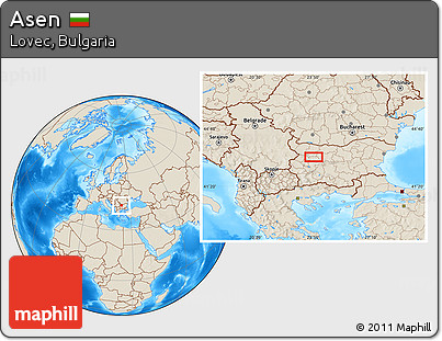 Shaded Relief Location Map of Asen