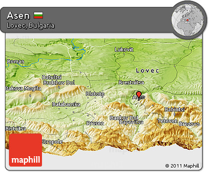 Physical Panoramic Map of Asen