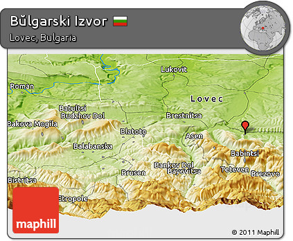 Physical Panoramic Map of Bŭlgarski Izvor