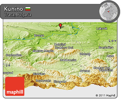 Physical Panoramic Map of Kunino