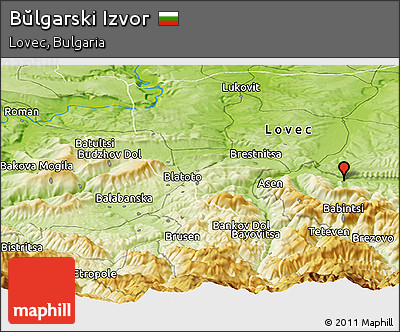 Physical Panoramic Map of Bŭlgarski Izvor