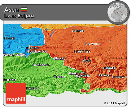 Political Panoramic Map of Asen