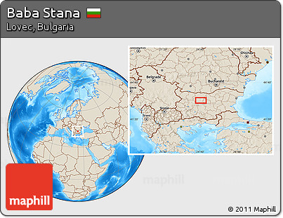 Shaded Relief Location Map of Baba Stana
