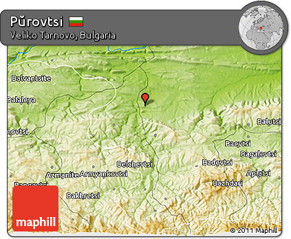 Physical 3D Map of Pŭrovtsi