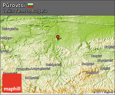Physical 3D Map of Pŭrovtsi