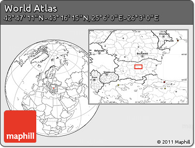 Blank Location Map of the Area around 43° 1' 43" N, 25° 34' 30" E
