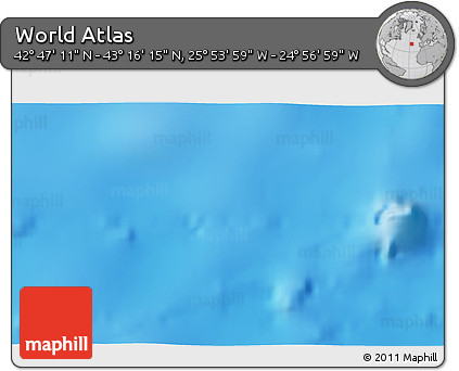 Physical 3D Map of the Area around 43° 1' 43" N, 25° 25' 29" W