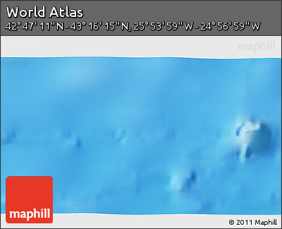 Physical 3D Map of the Area around 43° 1' 43" N, 25° 25' 29" W