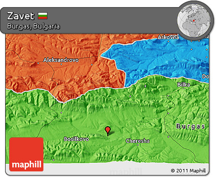 Political 3D Map of Zavet