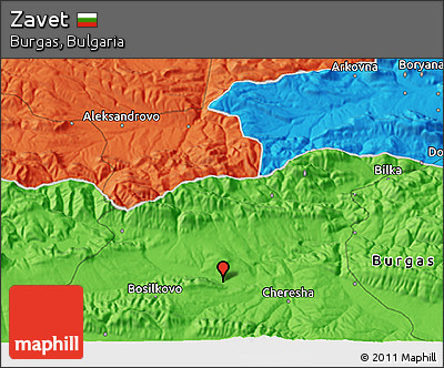 Political 3D Map of Zavet