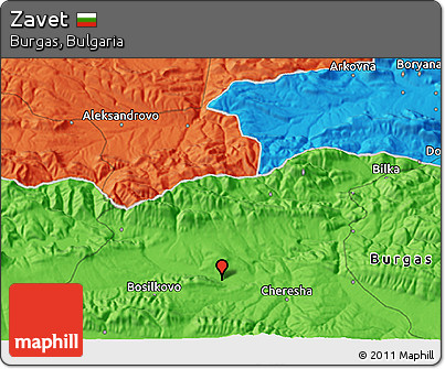 Political 3D Map of Zavet