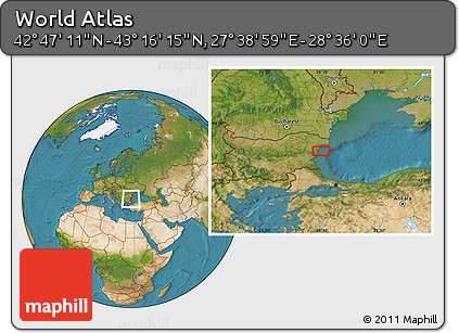 Satellite Location Map of the Area around 43° 1' 43" N, 28° 7' 30" E