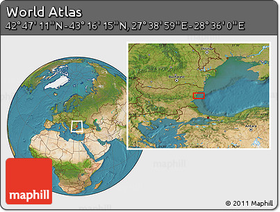 Satellite Location Map of the Area around 43° 1' 43" N, 28° 7' 30" E