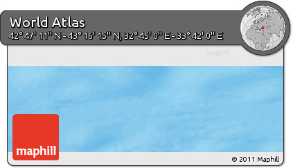 Shaded Relief Panoramic Map of the Area around 43° 1' 43" N, 33° 13' 30" E