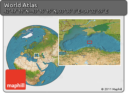 Satellite Location Map of the Area around 43° 1' 43" N, 34° 4' 30" E
