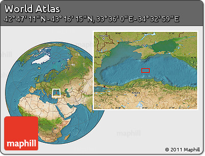 Satellite Location Map of the Area around 43° 1' 43" N, 34° 4' 30" E