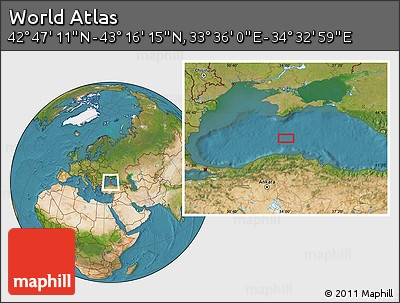 Satellite Location Map of the Area around 43° 1' 43" N, 34° 4' 30" E