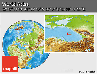 Physical Location Map of the Area around 43° 1' 43" N, 38° 19' 30" E