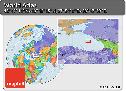 Political Location Map of the Area around 43° 1' 43" N, 38° 19' 30" E