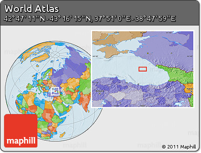 Political Location Map of the Area around 43° 1' 43" N, 38° 19' 30" E