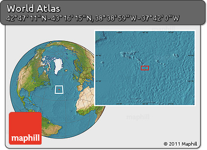 Satellite Location Map of the Area around 43° 1' 43" N, 38° 10' 29" W