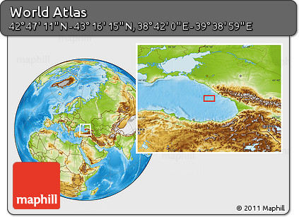 Physical Location Map of the Area around 43° 1' 43" N, 39° 10' 29" E