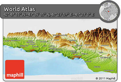 Physical Panoramic Map of the Area around 43° 1' 43" N, 40° 52' 30" E
