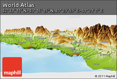 Physical Panoramic Map of the Area around 43° 1' 43" N, 40° 52' 30" E