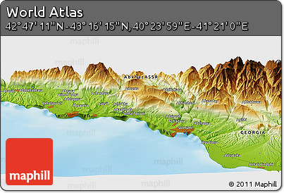 Physical Panoramic Map of the Area around 43° 1' 43" N, 40° 52' 30" E