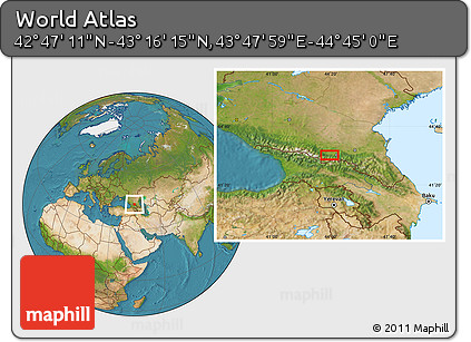 Satellite Location Map of the Area around 43° 1' 43" N, 44° 16' 29" E