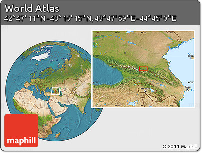 Satellite Location Map of the Area around 43° 1' 43" N, 44° 16' 29" E
