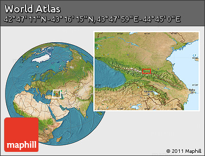Satellite Location Map of the Area around 43° 1' 43" N, 44° 16' 29" E
