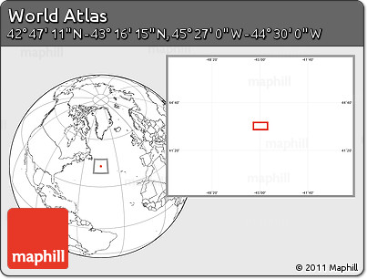 Blank Location Map of the Area around 43° 1' 43" N, 44° 58' 30" W